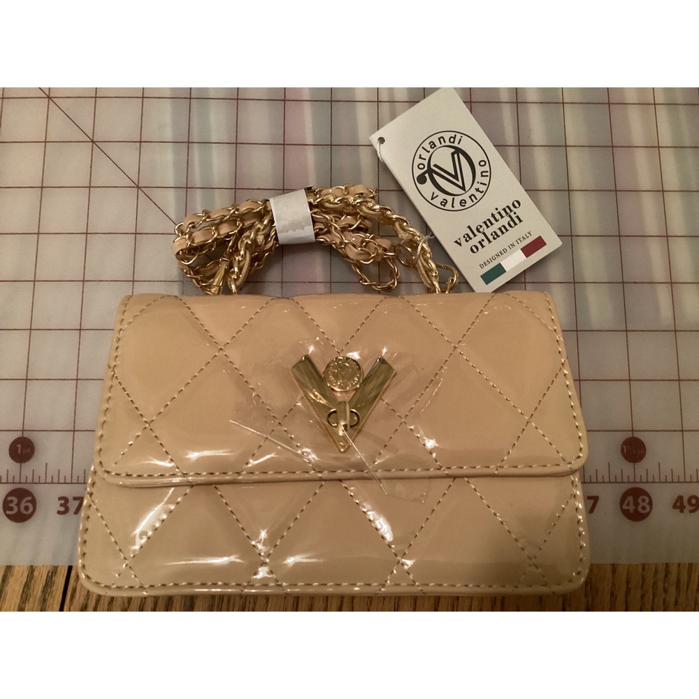 Valentino Orlandi Quilted Crossbody Bag Designer Chain Strap Purse